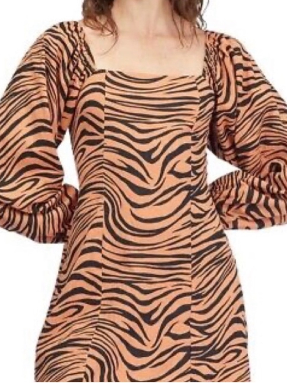 Billabong Off-Shoulder Tiger-Stripe Feeling Flirty Long Sleeve Mini Dress - Picture 3 of 4